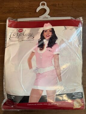 Forplay Pink & White Retro Flight Attendant Chemise Costume